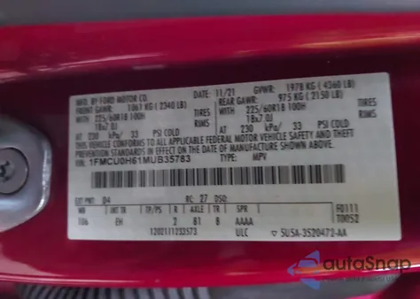 2021 Ford Escape Sel from USA, damaged, VIN 1FMCU0H61MUB35783